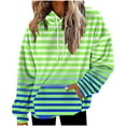 thumbnail image 2 of Women's Fleece Hoodies Fuzzy Cozy Oversized Hooded Sweatshirt Fashion Striped Printed Winter Jackets Crewneck Pullover Loose Soft Outerwear Tops with Pocket, 2 of 5