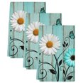 thumbnail image 2 of Turquoise Daisy Farmhouse Kitchen Towels Set of 3, Country Teal Floral Absorbent Dish Towels for Kitchen, Microfiber Hand Towel, Quick Drying Tea Towel for Cleaning Decorative Dishcloths, 2 of 7