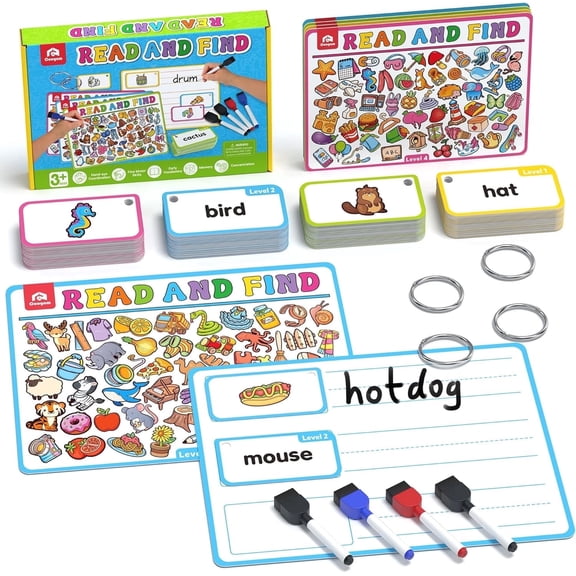 Coogam Activity Cards  220 Sign Words Dry Erase Busy Book Learning Flashcards for 3 Years Old