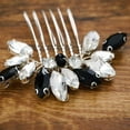 thumbnail image 2 of Crystal Wedding Hair Comb Leaf Rhinestone Headpiece Black Bride Hair Pieces Bridesmaid Side Hair Combs for Women and Girls (big), 2 of 4