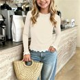 thumbnail image 6 of THDHVS Girls Long Sleeve Shirts,Modal Solid Color Long Sleeve T-shirt Thin Casual Base Layer Fashion Wear for Girls,Girls Tops Beige 1-2 Years, 6 of 8