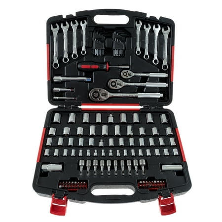 Mechanic's Tool Set- 135 Piece by Stalwart, Hand Tool Set Includes - Screwdriver, Wrench, and Ratchet Set (Great for the Home, Garage, or Car)