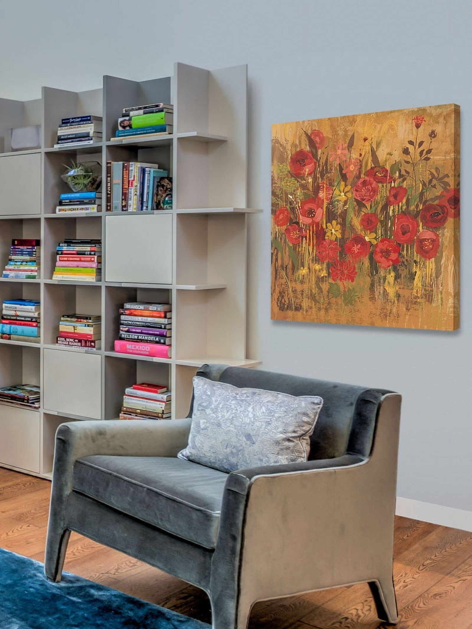 Marmont Hill "Floral Frenzy Red V" Painting Print on Canvas