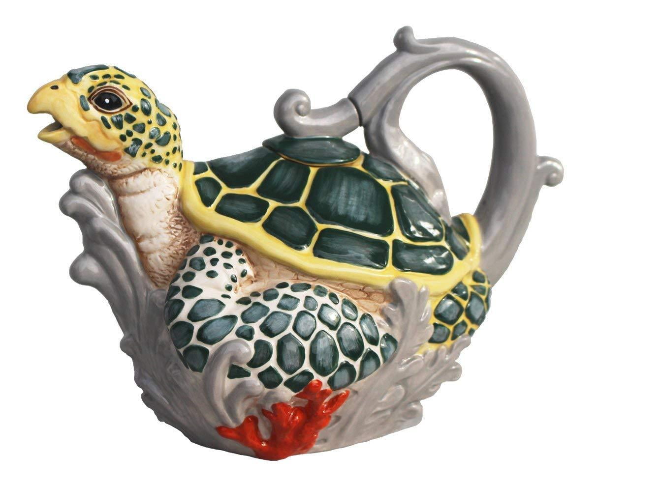 SEA TURTLE HandPainted Ceramic Teapot, by Blue Sky Ceramics, 10.5