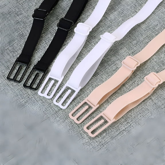 TELOLY Pair Bra Strap Clips Elastic Non-slip Strap Holder (Black & Skin-Color & White)