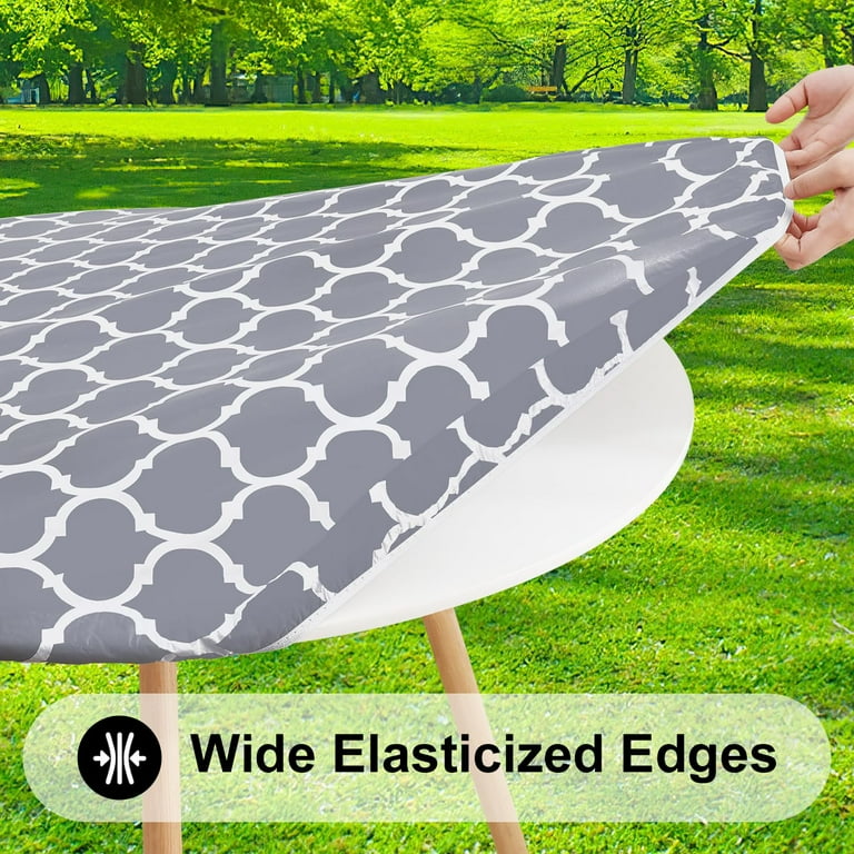 decorUhome Fitted Vinyl Tablecloth, Round 36-44in photo 2