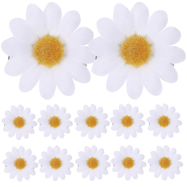 12pcs Simulation Daisy Hair Clips Flower Fresh Hair Barrettes Hair for Ladies and Girls (White)