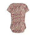 thumbnail image 4 of HAPIMO Women's Loose Pullover Tunic Clearance Elegant Casual Workout Tops for Teen Girls Trendy Summer Tees Floral Boho Graphic V Neck Ruched Button Shirts Short Sleeve Red M, 4 of 4