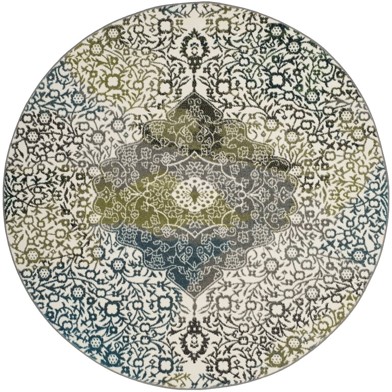 SAFAVIEH Watercolor Runner Rug – 2'3 X 6', Ivory & Peacock Blue, Boho Medallion Non-Shedding