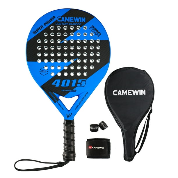 Raqueta de Pádel con Funda de Pádel Profesional con Superficie de Fibra de Carbono y Núcleo de Espuma Flexible de Memoria EVA para Principiantes con Cubierta