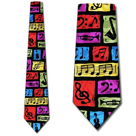 Music Note Colorful Blocks Necktie Mens Tie