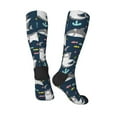 thumbnail image 4 of Easygdp Friendly Smiling Sharks Soccer Socks Sport Knee High Socks Calf Compression Athletic Socks for Men and Women, 4 of 9
