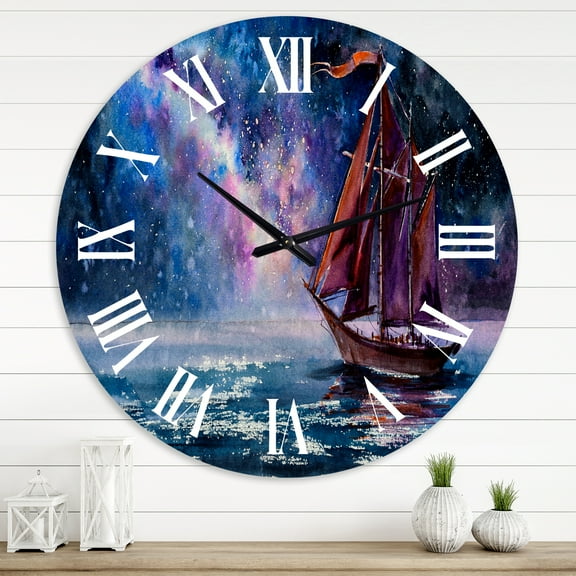Designart 1 in Quartz Coastal Wall Clock