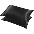 thumbnail image 2 of Boqingzhu Almohada de Seda Satén 40 × 80 cm Almohada Lisa Negra Cuidado del Cabello y la Piel en Estilo Sobre 2 Piezas, 2 of 7