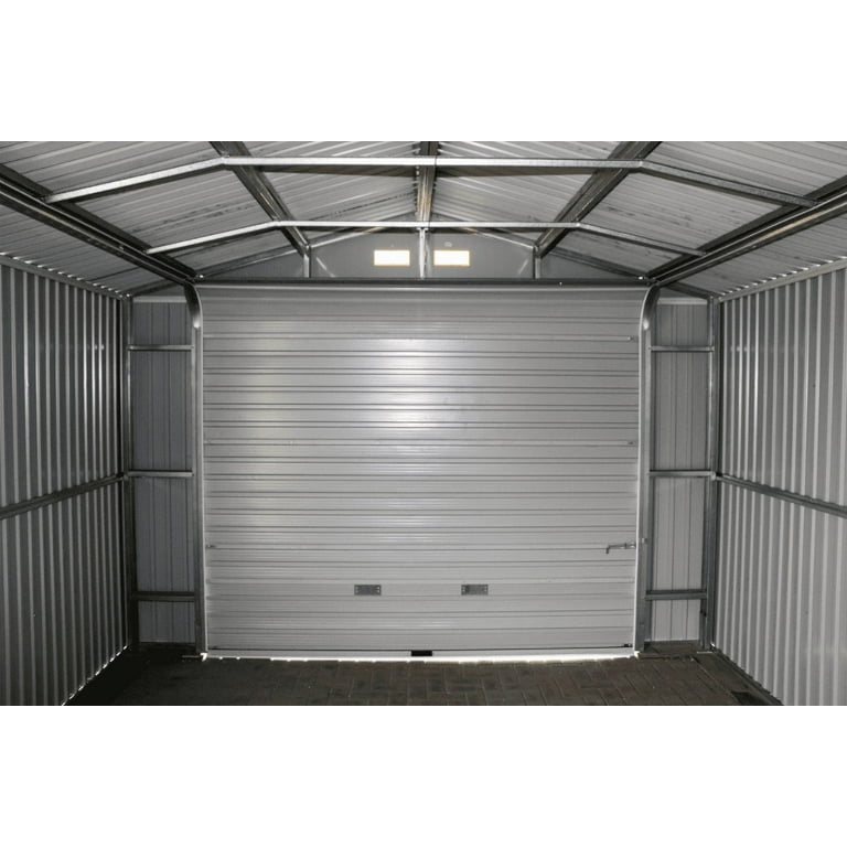 Duramax 55151 12\'x26\' Metal White Storage Gray Shed Metal Trim with Garage Dark