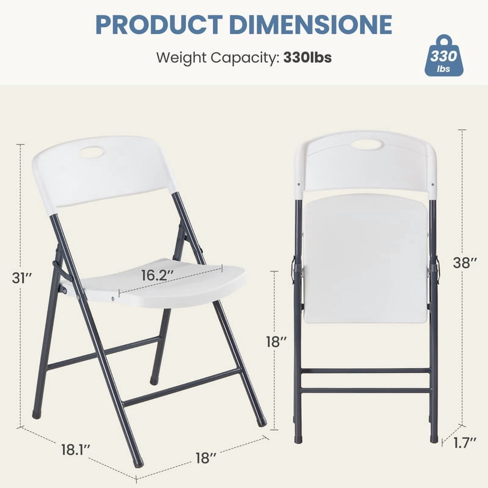 Gianna 2 Pack Plastic Folding Chairs Stackable Patio Garden Office Wedding Party Event Chairs, White