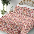 thumbnail image 3 of Ambesonne Butterflies Fitted & Flat Sheet with Shams 4 Pcs Set, Butterfly Spring Forest, Calking, Coral Salmon Dried Rose, 3 of 5