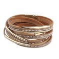 thumbnail image 5 of 1 Uds pulsera de cuero trenzado PU pulsera de cuero con diamantes de imitación para mujer Oro jinwen Pulsera multicapa para mujer, 5 of 5