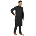 thumbnail image 2 of Atasi Indian Men's 2 Piece Kurta Pajama Set Henley Neck Cotton Casual Long Kurta, 2 of 7