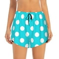 thumbnail image 2 of Balery Aqua And White Polka Dot Pantalones cortos deportivos para mujer con forro y dos bolsillos, elásticos, para entrenamiento, gimnasio, yoga-Small, 2 of 7