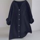 thumbnail image 5 of Camisetas para mujer,Camisa de mezcla de lino para mujer, túnica con cuello en V y manga 3/4, tela de poliéster, blusa informal de gran tamaño para el hogar, sopatenor, 5 of 9