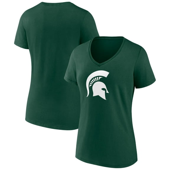 Women's Green Michigan State Spartans Team Logo V-Neck T-Shirt