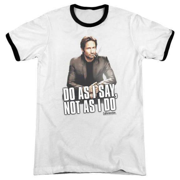 Californication Do As I Say Adult Ringer T-Shirt White Black