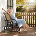 thumbnail image 4 of Outsunny Double Glider Outdoor Steel Sling Fabric Gliding Bench, Brown, 4 of 10