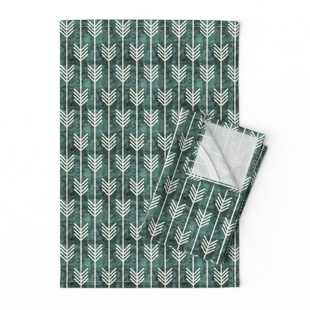 Boho Arrows Geometric Grunge Linen Cotton Tea Towels By Roostery Set Of 2 Walmart Com Walmart Com