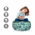 thumbnail image 2 of Underwater Storage Toy Bag Chair, Sea Waves Background with Sea Life Theme Creatures, Stuffed Animal Organizer Washable Bag, Small Size, Sage Green Slate Blue, by Ambesonne, 2 of 3