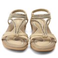 thumbnail image 3 of Sandalias UBFEN para mujer, bohemias, planas, con correa trasera, color caqui brillante, 3 of 6