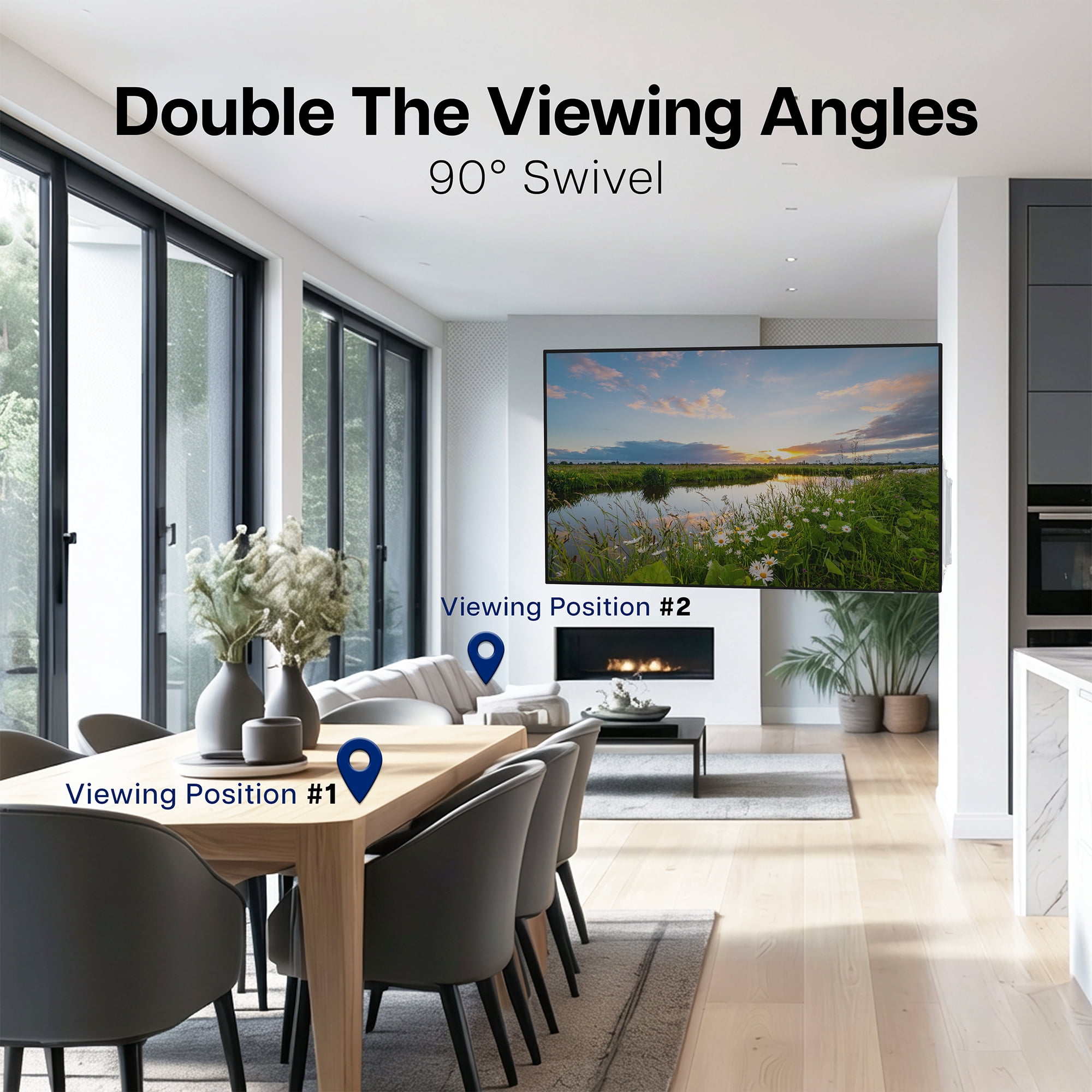 VIVO White Steel Low Profile Electric Adjustable Swing 32" to 75" TV Wall Mount