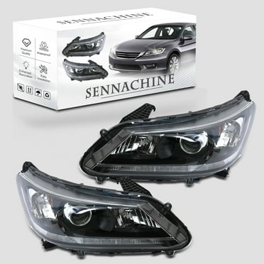 Sennachine Pair Headlight For 2013-2015 Honda Accord Halogen w/LED DRL Right Left Pair