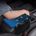 thumbnail image 4 of FUIALDOLG Dark Blue Floral Print Car Armrest Cover, Stretch Polyester Handrail Box Cover with Side Pocket for Vehicles Interior, 4 of 6