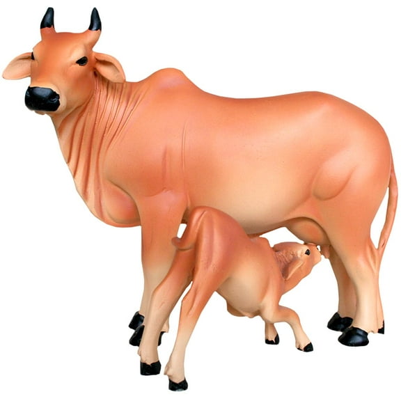 Sacred Cow & Calf Statue 6.5" Kamadhenu, Surabhi, Brahman (K75)