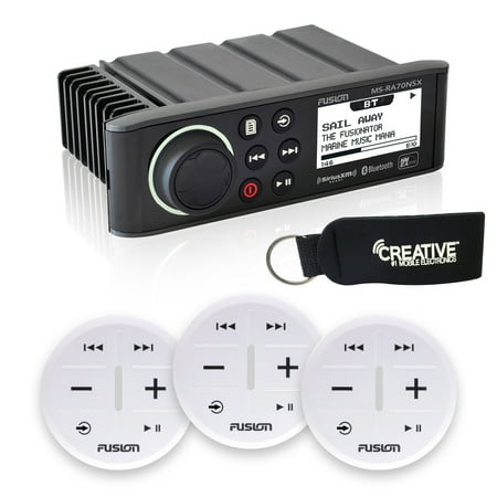 Fusion MS-RA70NSX Marine Entertainment System With Three Wireless Remotes For Three Zones - White