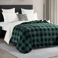 thumbnail image 3 of Elegant Comfort Reversible Buffalo Plaid Flannel Sherpa Blanket - Soft Fleece Throw for Couch or Bed - Plush Warm Winter Blanket, Twin, Green, 3 of 5
