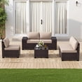 thumbnail image 3 of ALAULM 6 Pieces Patio Conversation Set, Outdoor Sectional PE Rattan Wicker Furniture Seat,Sand, 3 of 9