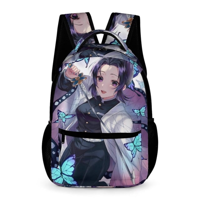 Kochou Shinobu Mochila Escolar para Niños y Niñas, Mochila Infantil de Alta Calidad Ligera, Grande y Duradera 43x15x32cm