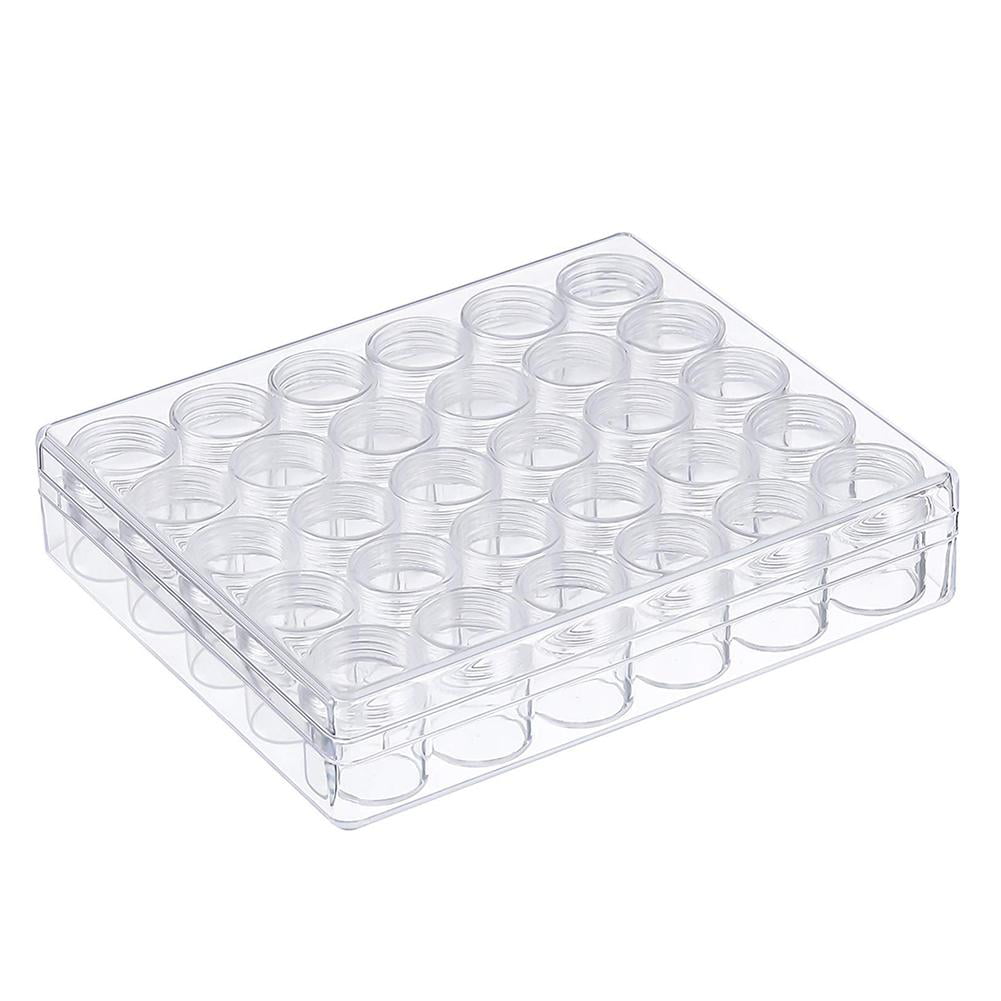 Clear Plastic Jewelry Bead Storage Box with 30pcs Jars Organizer Containers 