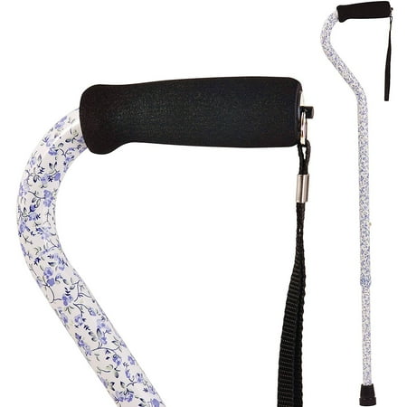 DMI Walking Cane and Walking Stick for Men and Women, Lightweight and Adjustable, FSA HSA Eligible, Supports up to 250 lbs with Ergonomic Soft Foam Offset Hand Grip and Wrist Strap, Tiny Flower