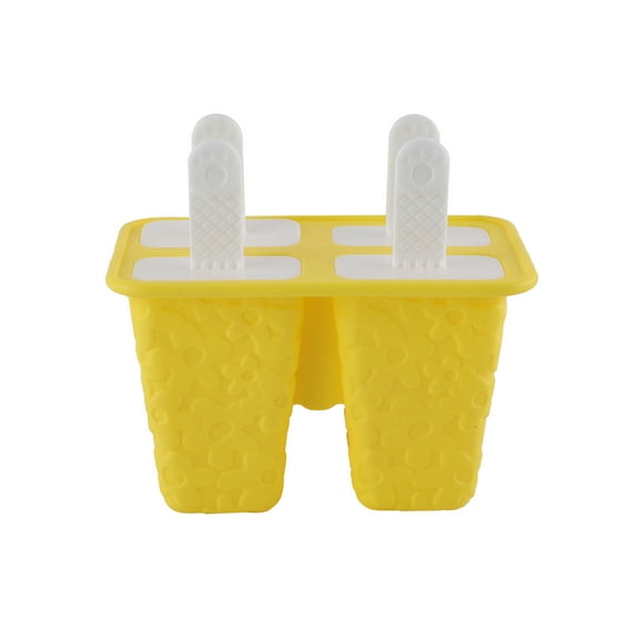 Embossed Flower Silicone Ice Pop Molds - Reusable & Dishwasher Safe, Yellow