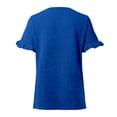 thumbnail image 4 of Ladies Round Neck Ruffled Short Sleeve T Shirt Top Womens T Shirts Long Sleeve Neck Tops for Women Plain Shirt Casual T Shirts Women Women Active Wear Tops Shirts Comfy Women Womens Casual Summer Tops, 4 of 4