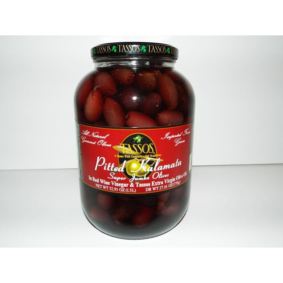 Tassos Pitted Greek Kalamata Olives, 52.9 oz
