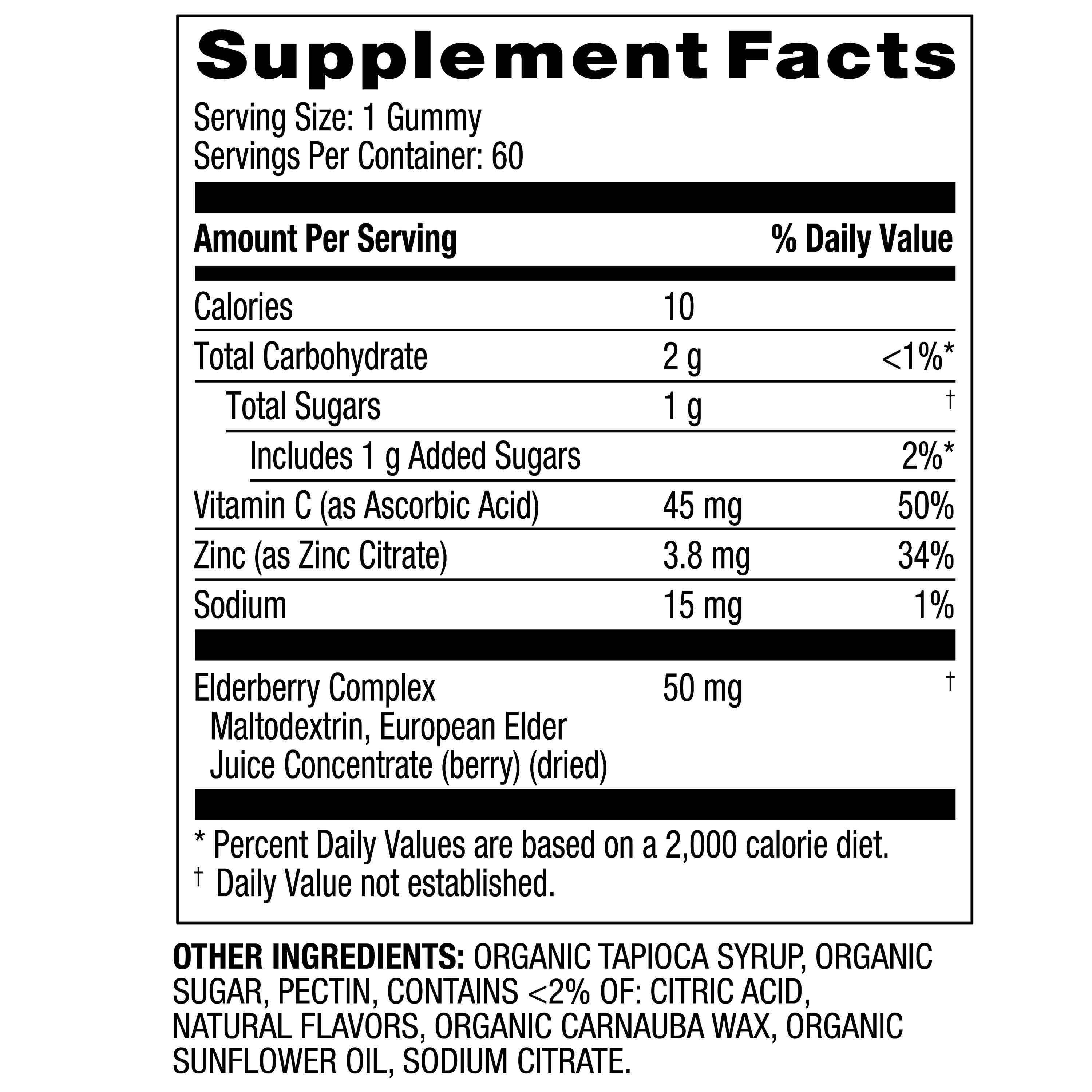 (2 pack) Equate Black Elderberry Dietary Supplement Gummies, 50 mg, 60 Count, Compare to Sambucol® Black Elderberry Gummies