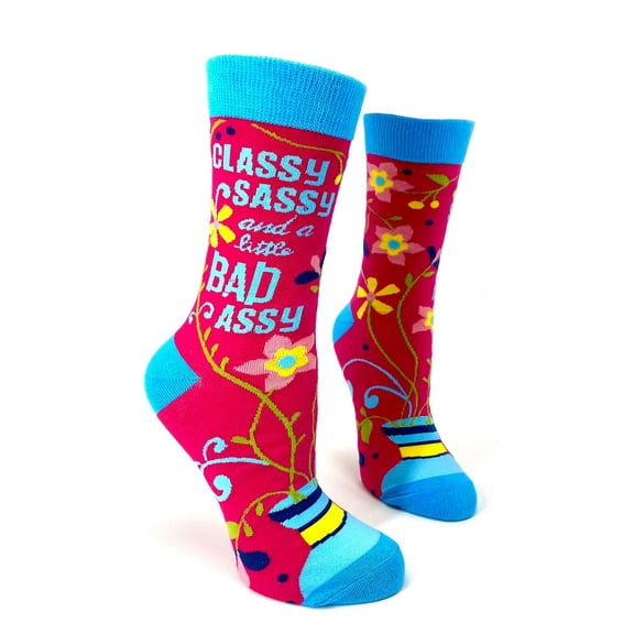 Fabdaz Classy Sassy and a Little Bad Assy Funny Novelty Crew Socks for Women
