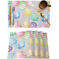 thumbnail image 2 of Easter Eggs Placemats Set of 4, Washable Woven Burlap Cloth Fabric Placemat for Square/Rectangle/Round/Oval Dining Table, Easy Clean Place Mats for Toddlers, Kids Spring Summer Flower Seasonal Holiday, 2 of 6