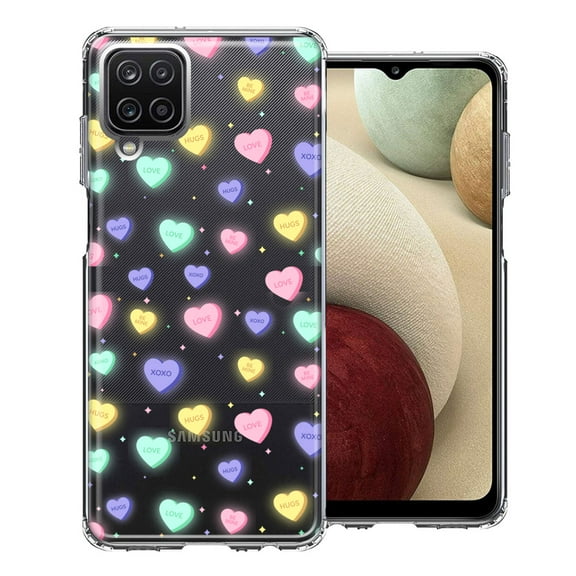 MUNDAZE For Samsung Galaxy A12 Valentine's Day Heart Candies Polkadots Design Double Layer Phone Case Cover