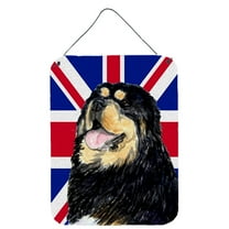 Tibetan Spaniel with English Union Jack British Flag Wall or Door Hanging Prints