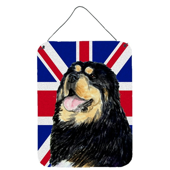 Tibetan Spaniel with English Union Jack British Flag Wall or Door Hanging Prints